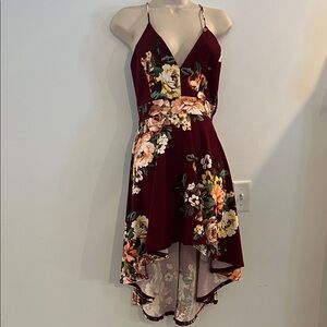 Windsor Burgundy Floral High-Low Dress